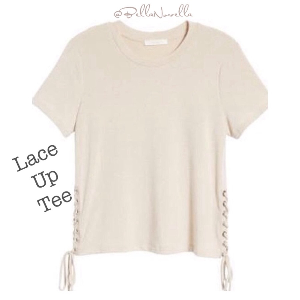 🔴 LUSH Ivory Side Lace Up Tee Shirt XS & M clearance